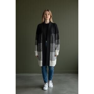 Bridge & Lord Merino Cashmere/Wool Blend Gray Toned Long Women's Cardigan Large